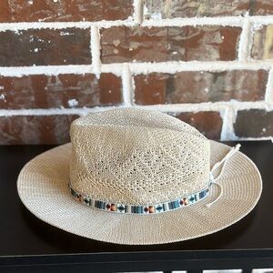 Sun 'N' Sand Beachy Natural Tan Sun Hat with Colorful Tribal Band